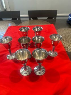 Set of 8 Silver-Tone Goblets or Single