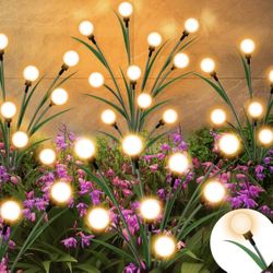 Solar Garden Lights, New Upgraded Leaf Design 20 LED Solar Firefly Lights, Solar Garden Lights Outdoor Waterproof, Firefly Lights Solar Outdoor Decora