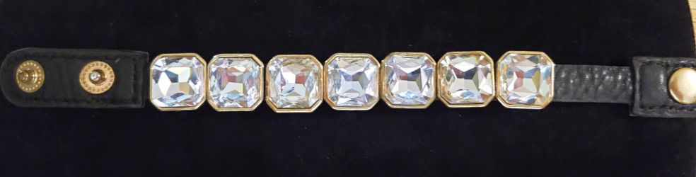 Authentic KING BABY rare black leather with 7 stones women's bracelet