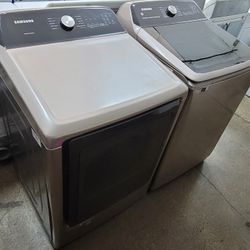 Samsung Large Capacity Top Loading Washer With Agitator And Electric 220volt Dryer Set 