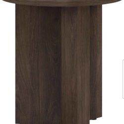 20" Wide Round Side Table in Warm Alder Brown finish, for Home, Living Room, Bedroom, Entertainment Room, Office