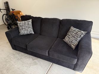 Black Fabric 3-Seat Sofa