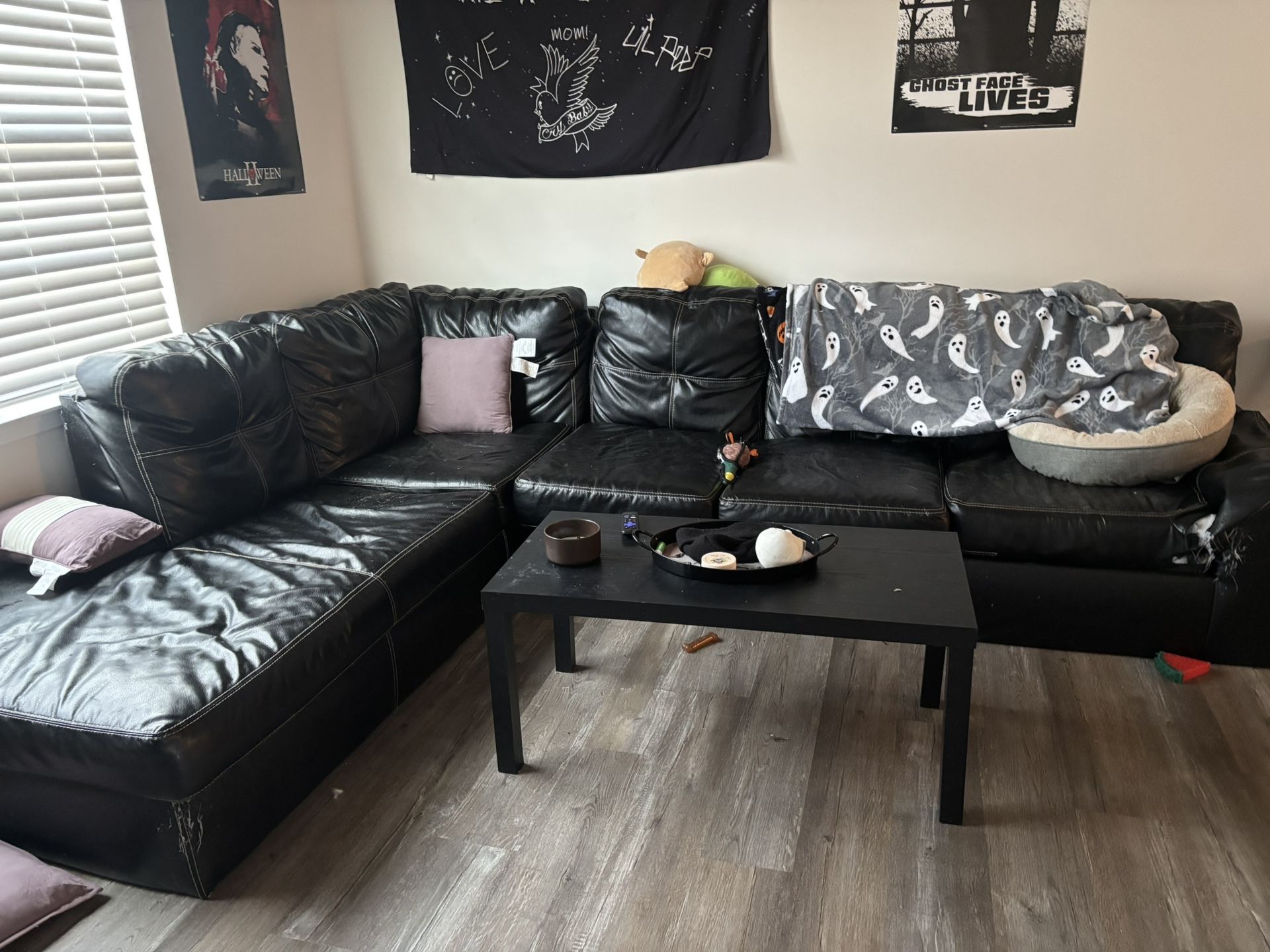 Leather sectional