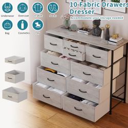 LUMTOK 10-Drawer Dresser – Fabric Storage Organizer (Greige)