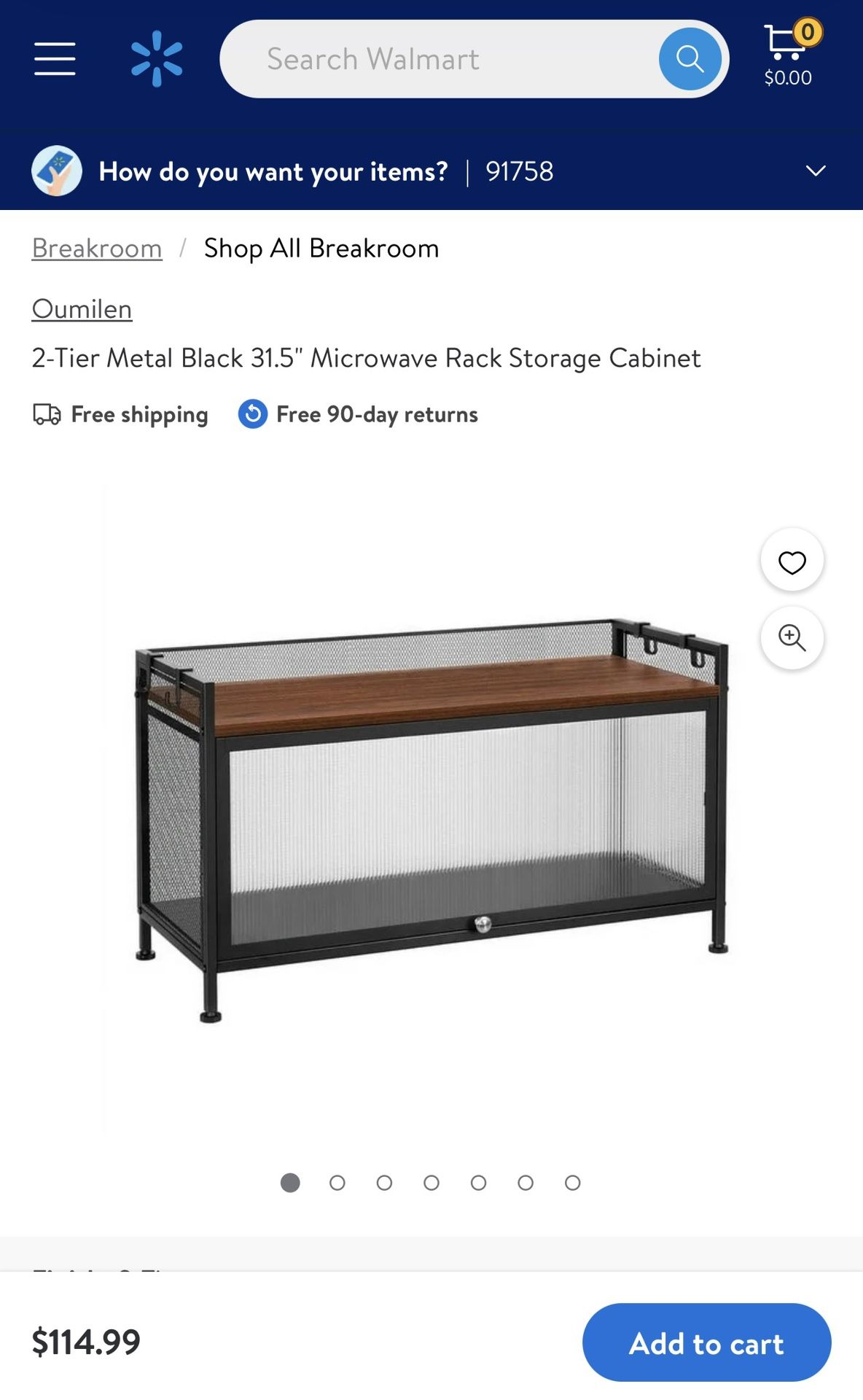 2-Tier Metal Black 31.5" Microwave Rack Storage Cabinet