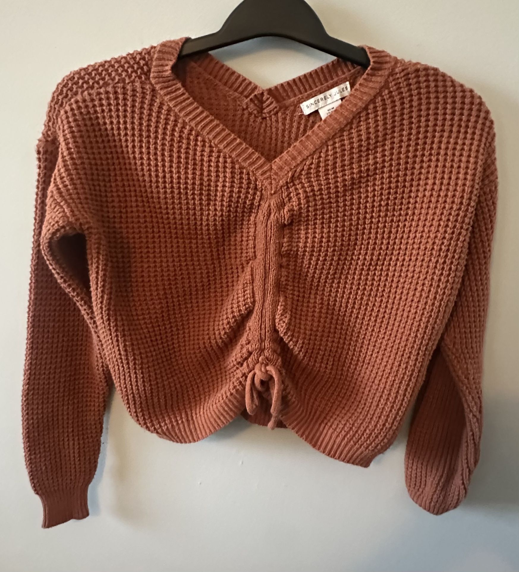 Sincerely Jules Women's V-Neck Lace-Up Knit Sweater Size M