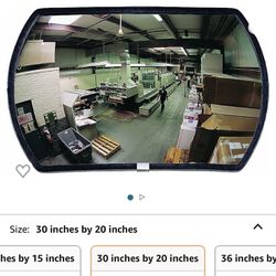 Was 212$ See All PLX2030 Round Rectangular Acrylic Outdoor Indoor Convex Security Mirror, 30" Length x 20" Width