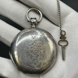 Vintage Sterling Henry Beguelin Key Wind Pocket Watch Lockle Full No. 37539 *4520