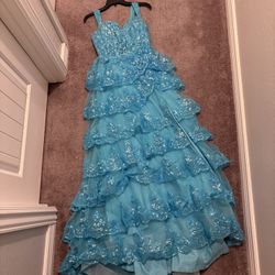 Blue Lace Maxi  Formal Dress