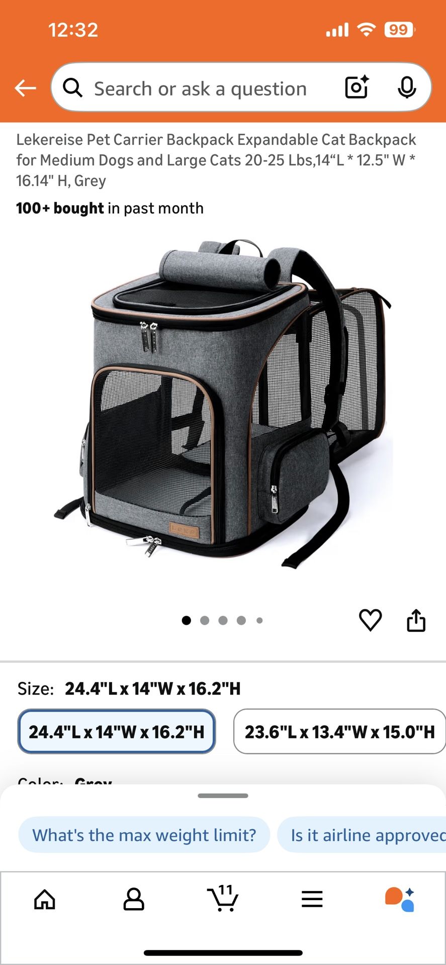 PET carrier backpack 