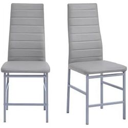 PU Leather Dining Chairs Set of 2, Modern Kitchen & Dining Room Chairs, Leather Upholstered Dinner Chairs with Metal Legs for Small Space, Light Grey