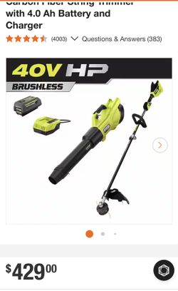 RYOBI 40V Brushless Trimmer + Blower w/ Battery & Charger