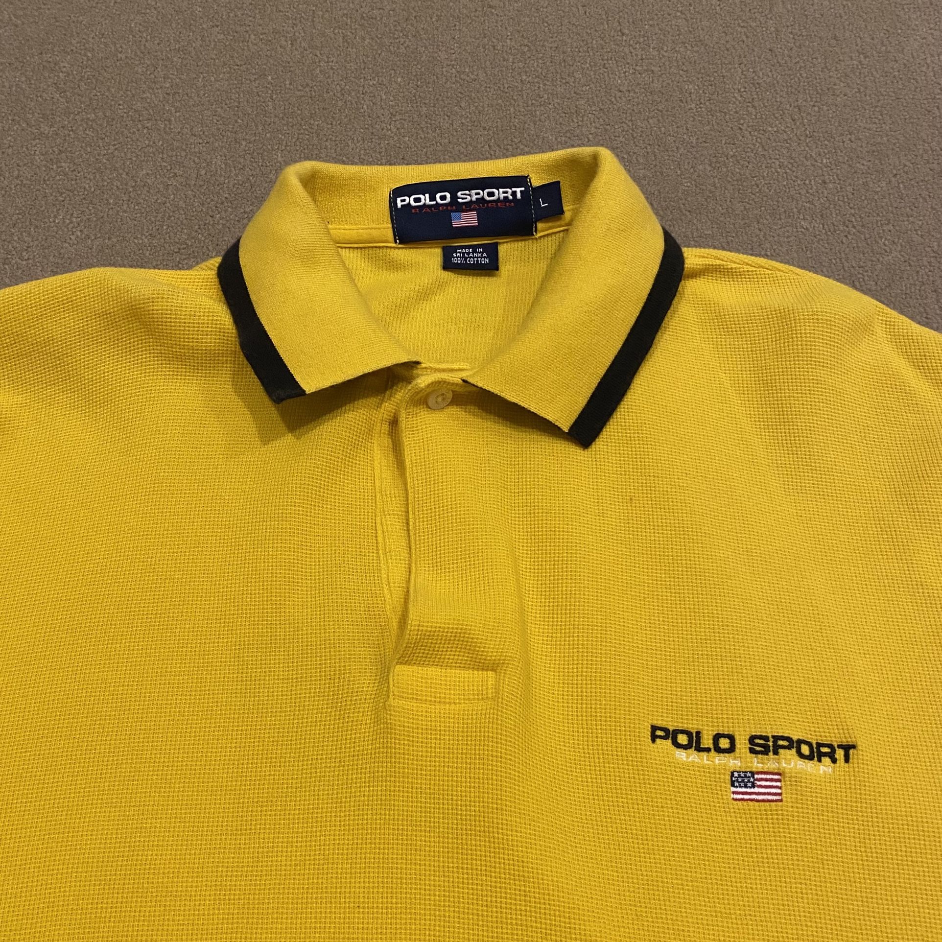 Polo Sport Ralph Lauren Logo Yellow Long Sleeve Shirt - Mens Large