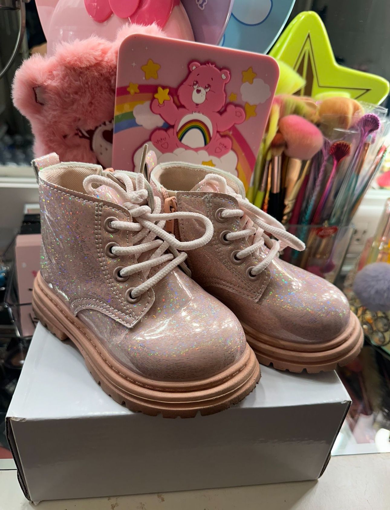 Girls Light Pink Sparkly Glitter Boots ‡ Size 8.5 My Daughter Used Them For 3 Hours They're Brand New Nothing Wrong With Them💗