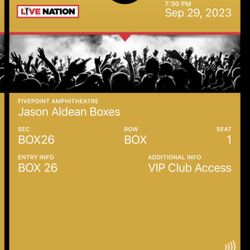Jason Aldean Concert Tix (2) Friday 9/29, Irvine 