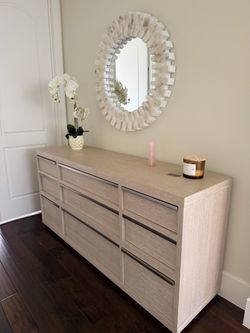 9-Drawer Double Dresser Light Wood Finish