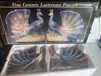 Find ceramic lustware peacock