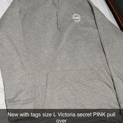 New With Tags Victoria Secret Pink Pull Over Hoodie Size L