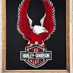 Vintage Harley Davidson Framed Foil Art