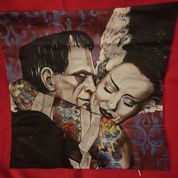 18" By 18" Frankenstein & His Bride Pillow Case 