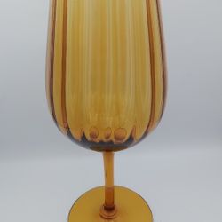 14.5" Vintage Empoli Ribbed Optic Glass Vase Made In Italy 