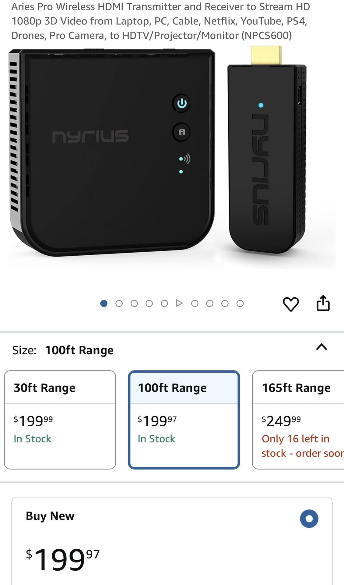 Aries Pro Wireless HDMI Transmitter and Receiver to Stream HD