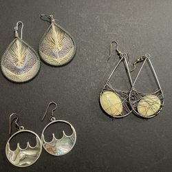 Lot Of 3 Sets Of Earrings Fun And Artsy Unique Styles $6 Each Or $15 ForAll