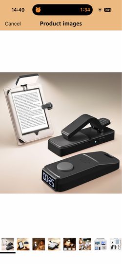 Page Turner Remote for Kindle with Reading Timer Display and Book Light Rechargeable for Kindle/ipad Reading in Bed, No Need to Remove Your Case (Blac