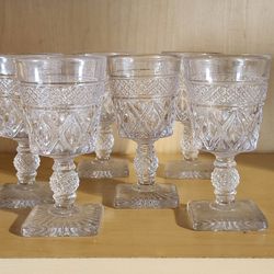 Imperial Glass Cape Cod Clear 4 1/2" Wine Cordial Glasses, Set Of Six