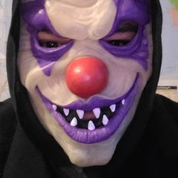 Halloween Black Hooded Evil Jester Mask