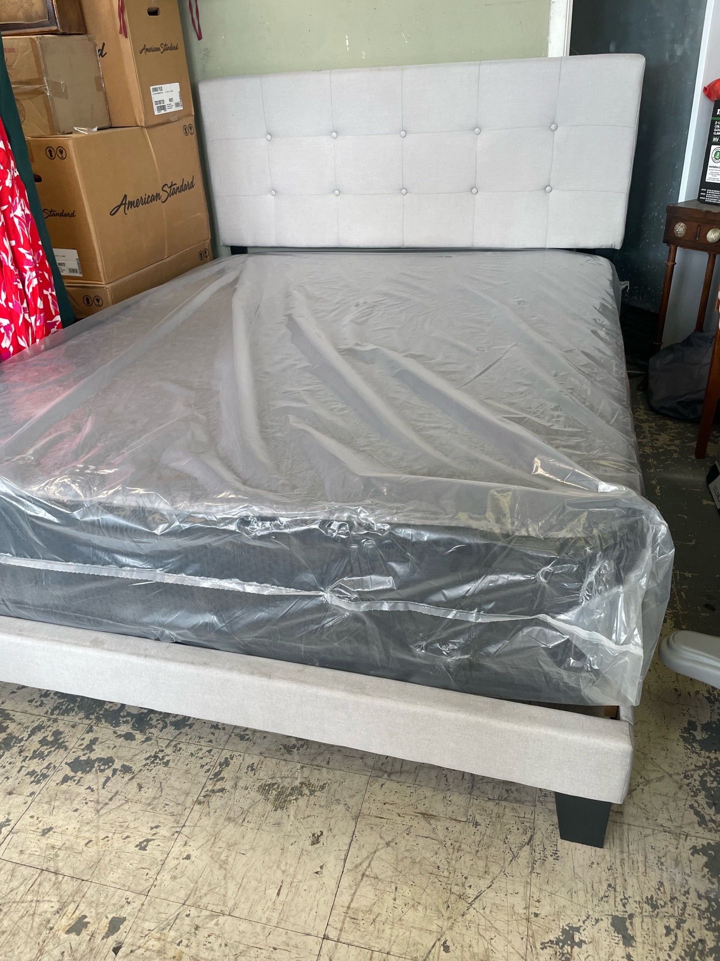 Queen upholstered bed frame