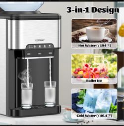 3-in-1 Ice Maker with Built-in Water Cooler Dispenser and 3 Temperature Settings