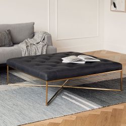 Article Tablet 47" Leather Square Ottoman - Charme Black