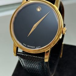 Movado Museum Classic Gold Tone 40mm Leather Men's Watch