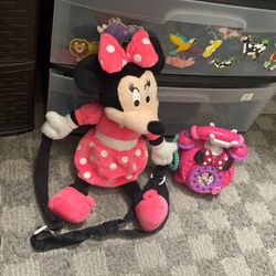 Minnie Mouse Battery Telephone W Plushie Backpack