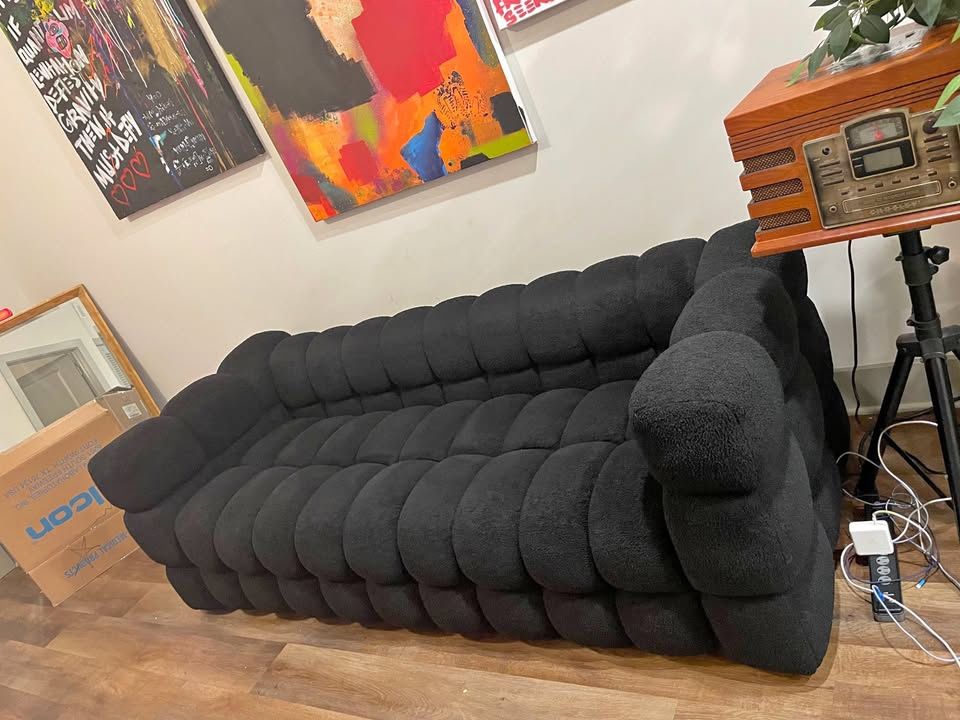 84 Inch Black Modern Sofa