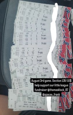 Angels Tickets. 8/3 Section 135