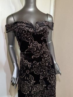 Black Velvet off the shoulder Formal Dress