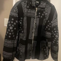 ‘Zara’ Men’s XL Bandana Zip Up Jacket (Worn 1 Time 9.5/10 Condition)