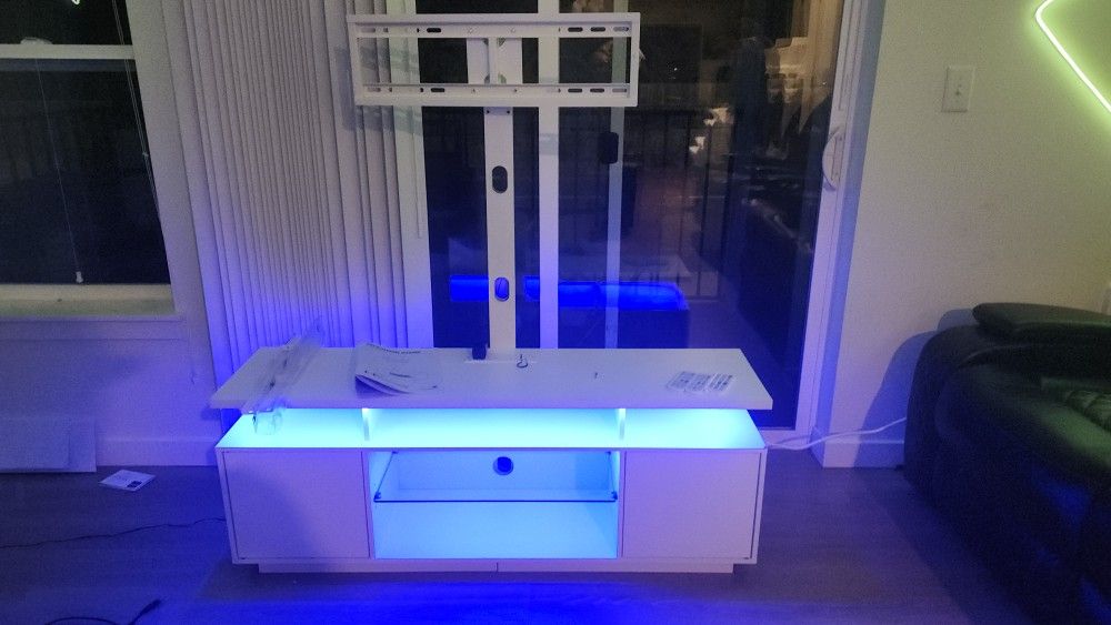 TV ENTERTAINMENT CENTER STAND - BRAND NEW- FITS UP 65" TV LED LIGHTS