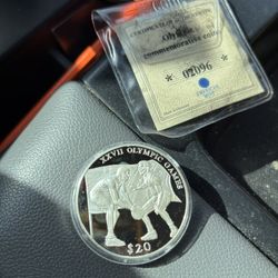 2000 Liberia $20 XVII Olympic Games: Basketball 20g .925 Proof Silver