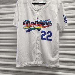 Los Angeles Dodgers SGA LA Pride LGBTQ White Rainbow Baseball Jersey