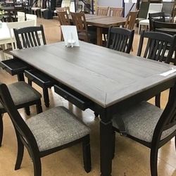 Tyler Creek Black-Gray Dining Room Set / Dining table and Chairs 