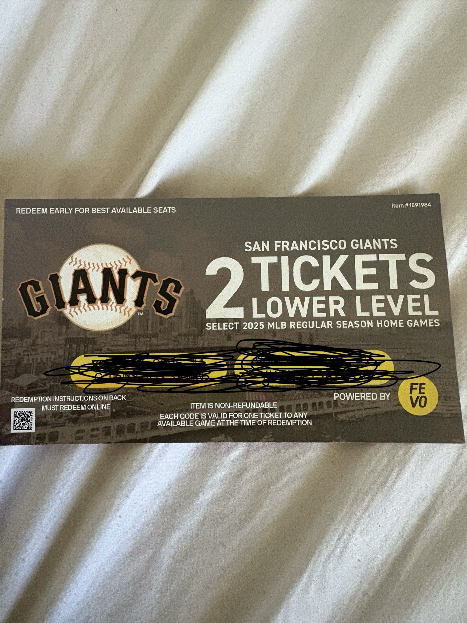 SF Giants Tickets 2 Lower Level
