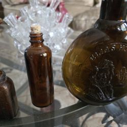 Brown glass antique items