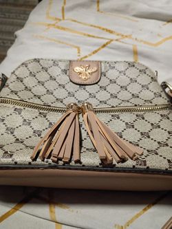 Patterned Crossbody Bag with Tassel Detail
