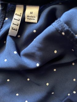 ELLE Navy Polka Dot Top Size Medium