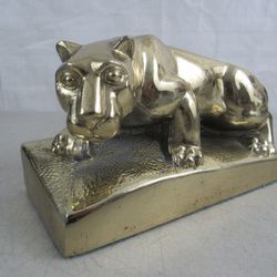 Brass Plated Panther Mid Century Modern Cast Aluminum Statue 8" Length


