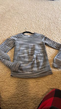 Gray Striped Long Sleeve Knit workout Top