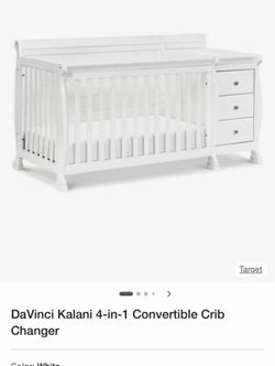 DaVinci Kalani 4-in-1 Convertible Crib & Changer in white (Model M5582W).